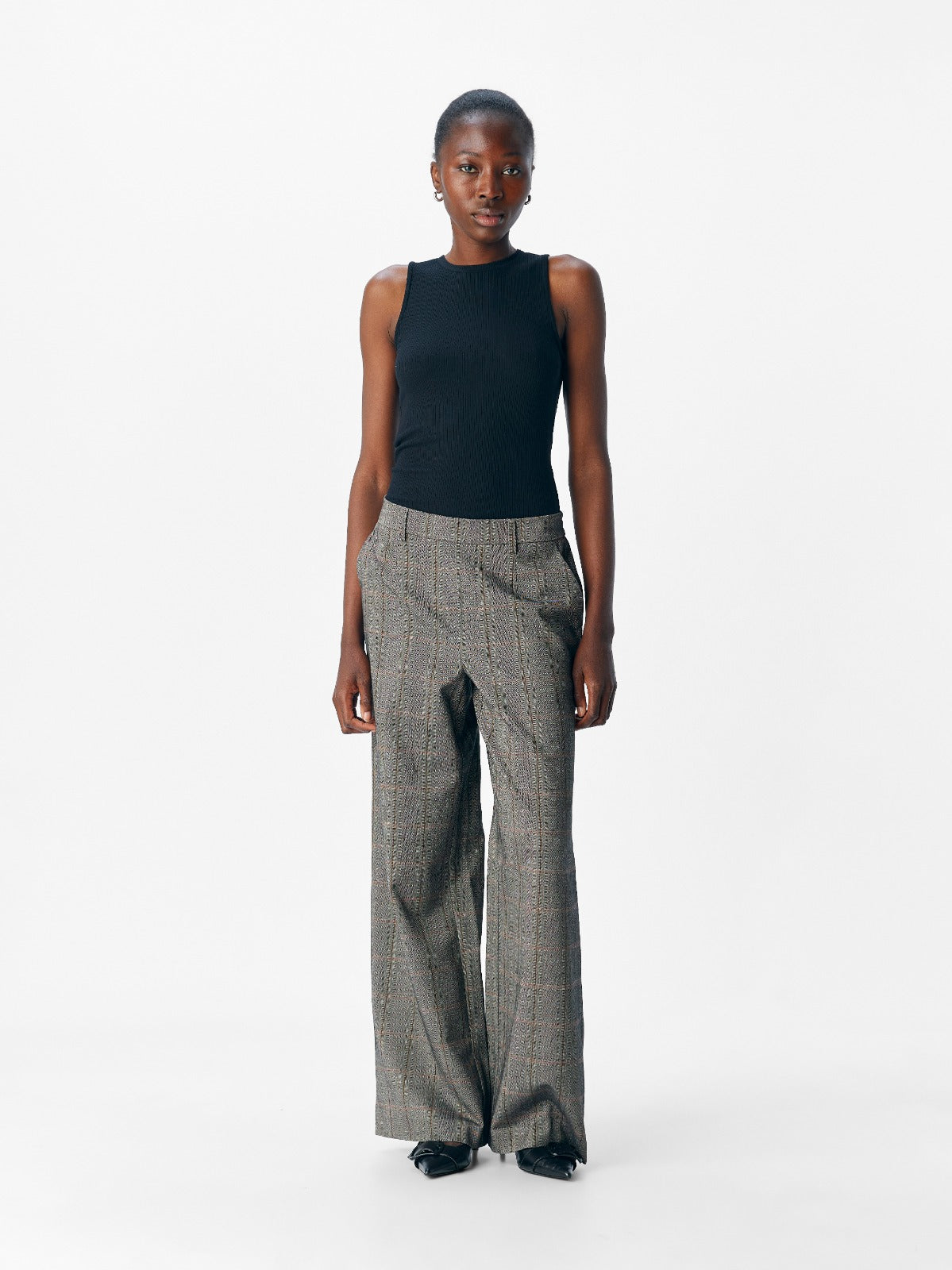 Lisa Checked Print Wide Leg Trousers