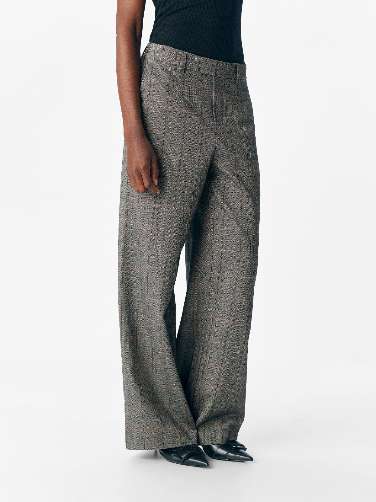 Lisa Checked Print Wide Leg Trousers