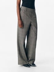 Lisa Checked Print Wide Leg Trousers