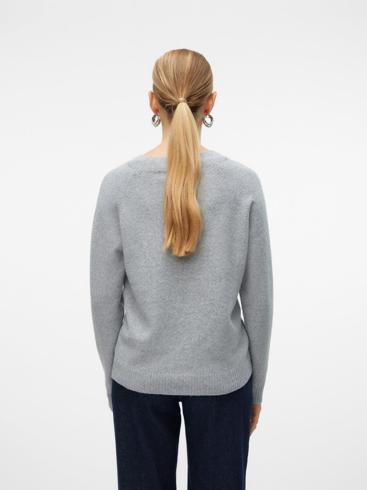 Doffy Grey Long Sleeve Knit Pullover