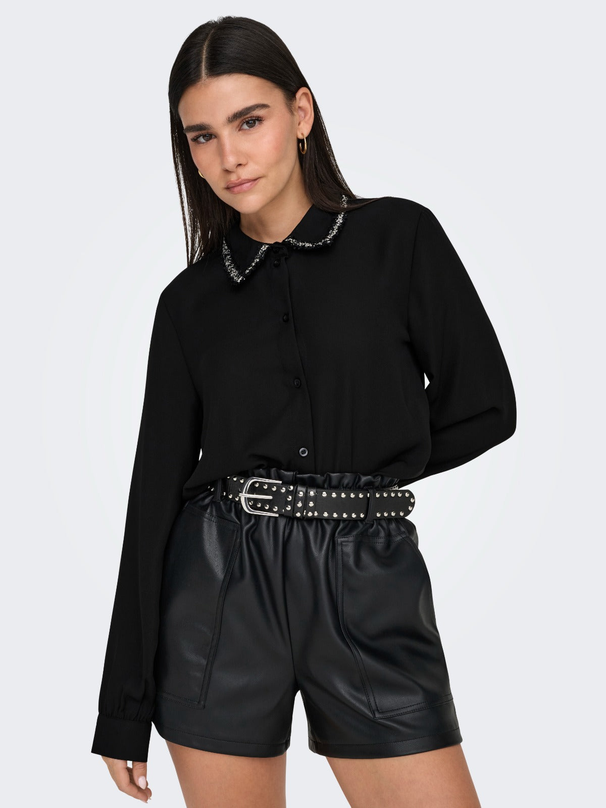 Aya Embellished Collar Detail Shirt