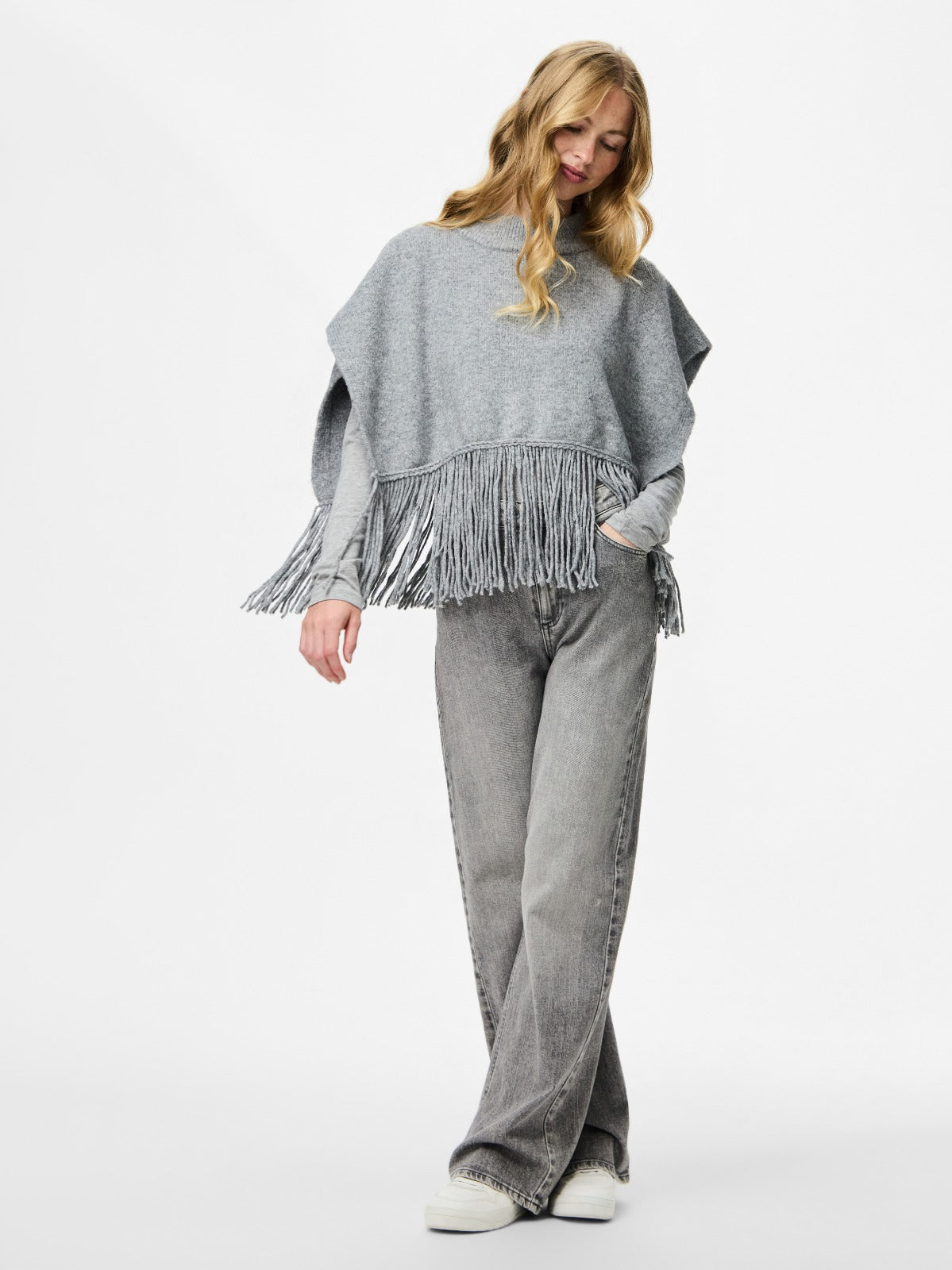 Julie Grey Fringe Poncho