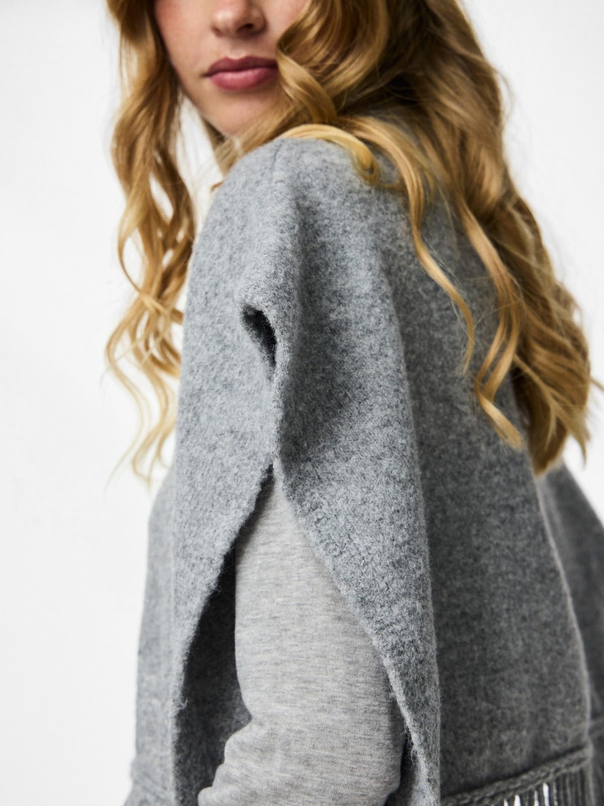 Julie Grey Fringe Poncho
