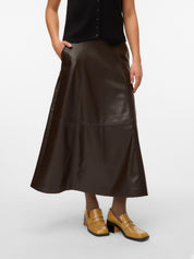 Olive Brown Coated Ankle Skirt