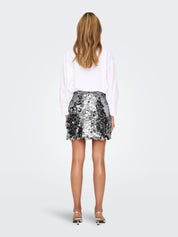 Jadel Silver Sequin Mini Skirt