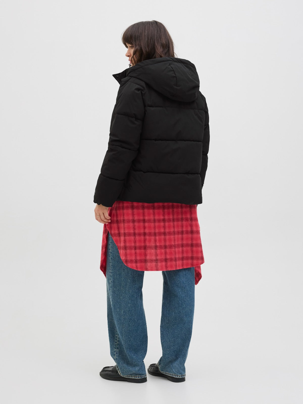 Global Black Hooded Puffer Jacket