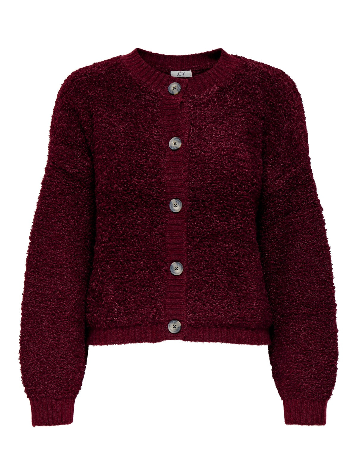 Eira Fluffy Burgundy O-neck Cardigan