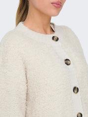 Eira Fluffy Cream O-neck Cardigan