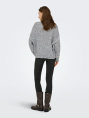 Zoey Light Grey Stitch-Contrast Pullover