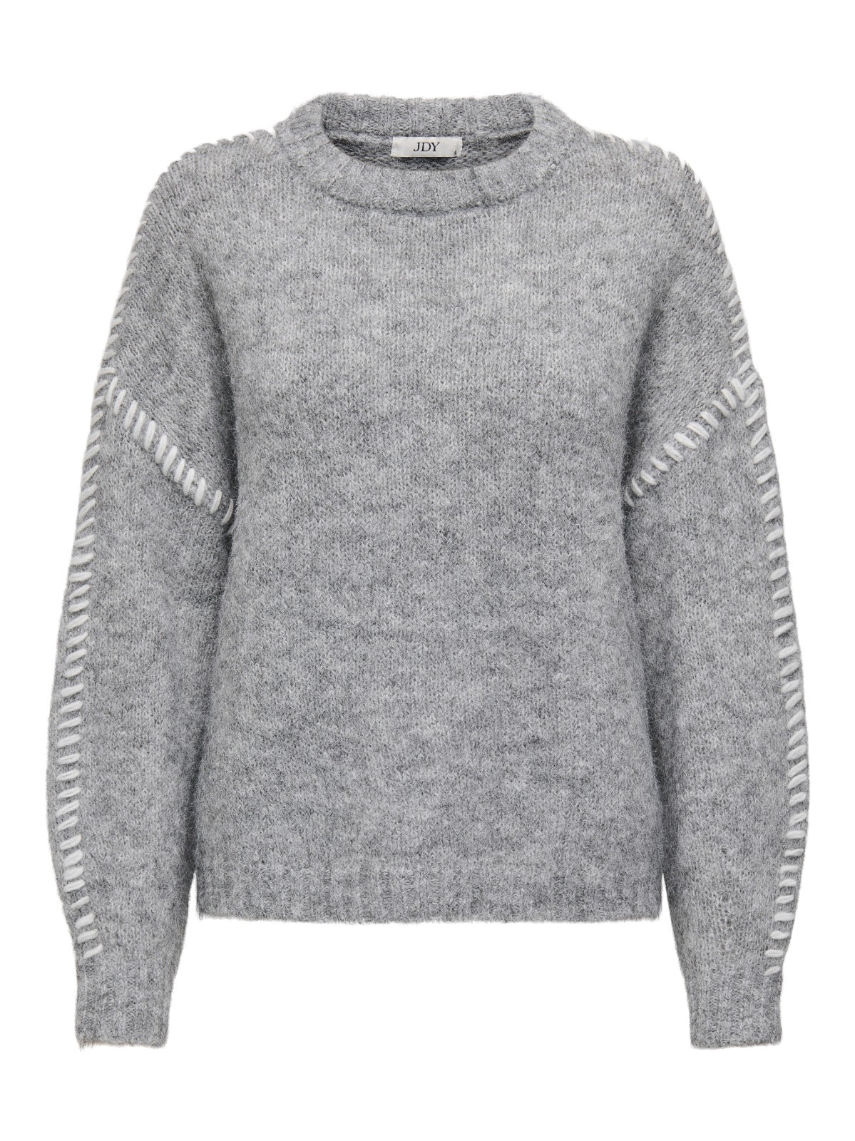 Zoey Light Grey Stitch-Contrast Pullover