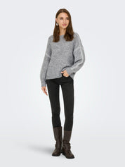 Zoey Light Grey Stitch-Contrast Pullover