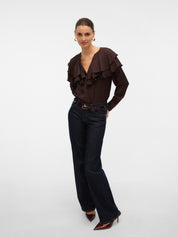 Lizzi Brown Flounce Blouse