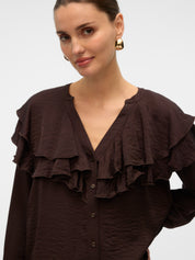 Lizzi Brown Flounce Blouse