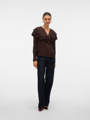 Lizzi Brown Flounce Blouse