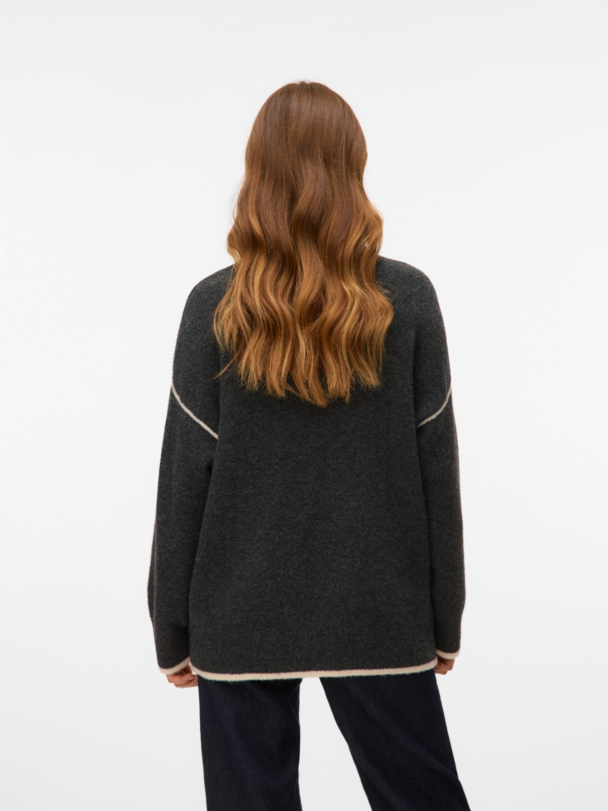 Fan Grey high Neck Longline Pullover