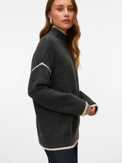 Fan Grey high Neck Longline Pullover