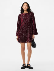 Kam Sequin Bow Back Swing Dress - Wine