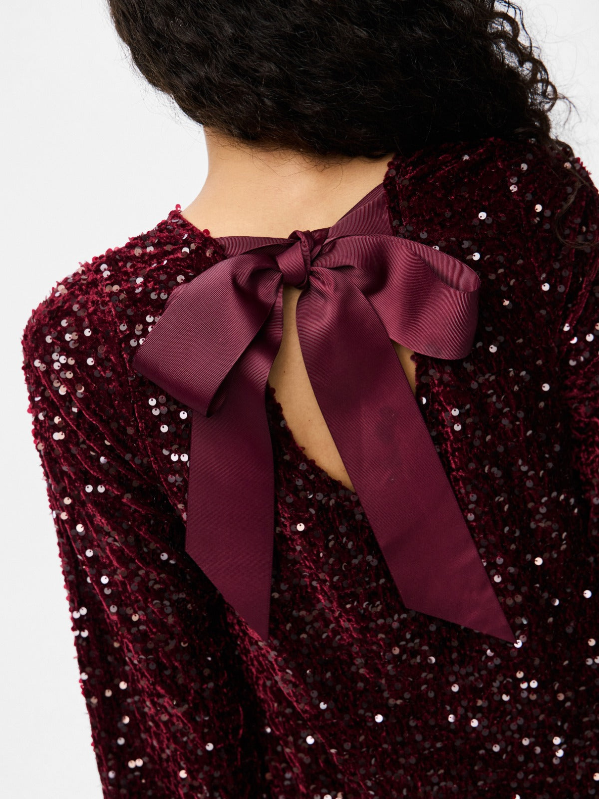 Kam Sequin Bow Back Swing Dress - Wine