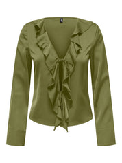 Mika Satin Frill Front Blouse