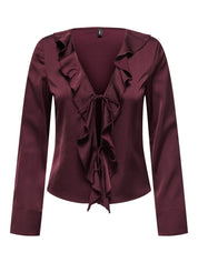 Mika Satin Frill Front Blouse