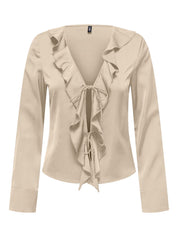 Mika Satin Frill Front Blouse