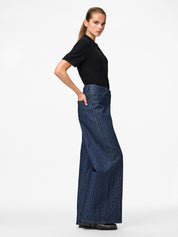Rose Pinstripe Wide Leg Jeans