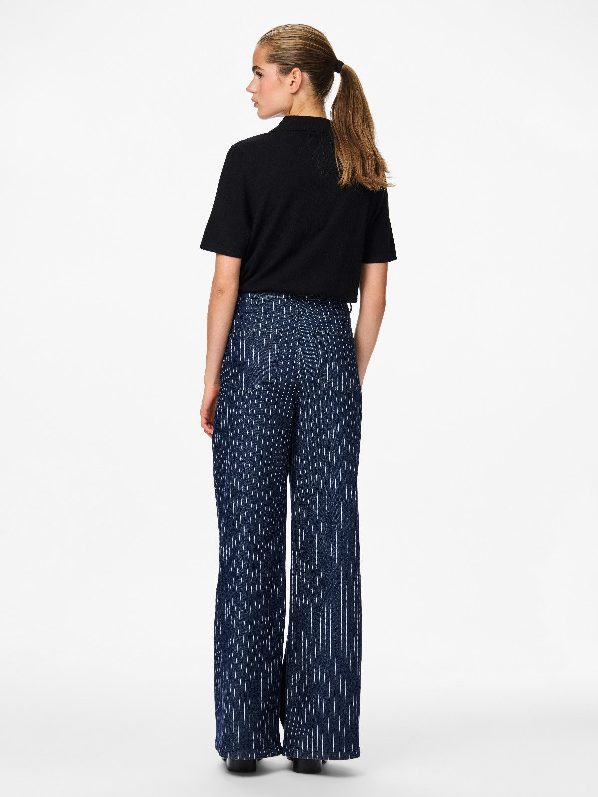 Rose Pinstripe Wide Leg Jeans