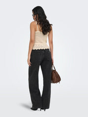 Lison Peplum Knit Vest Cream
