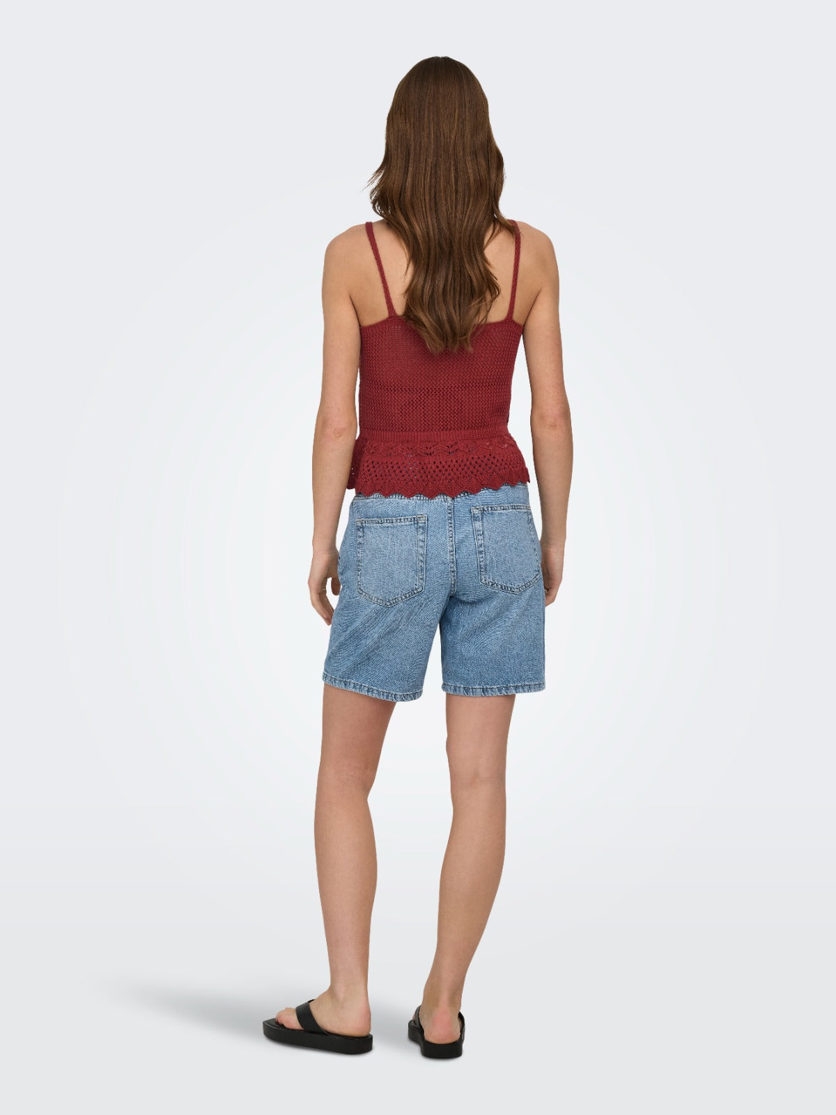 Lison Peplum Knit Vest Rusty Red