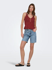 Lison Peplum Knit Vest Rusty Red