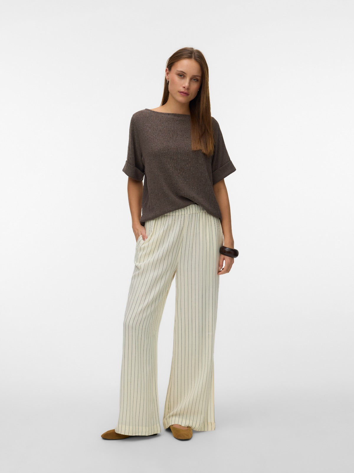 Luna Textured Tee Brown