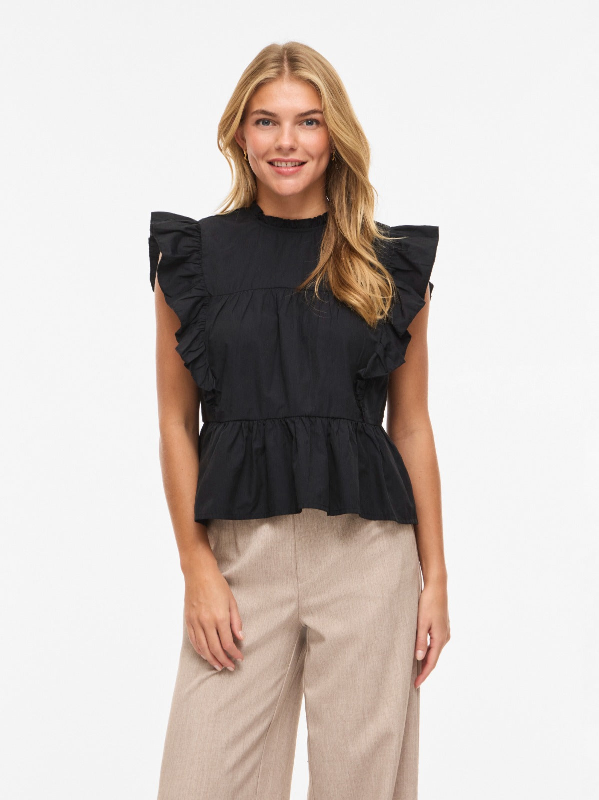 Rufella Frill Top Black
