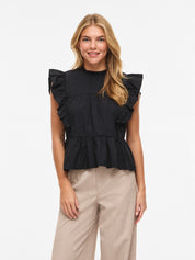 Rufella Frill Top Black