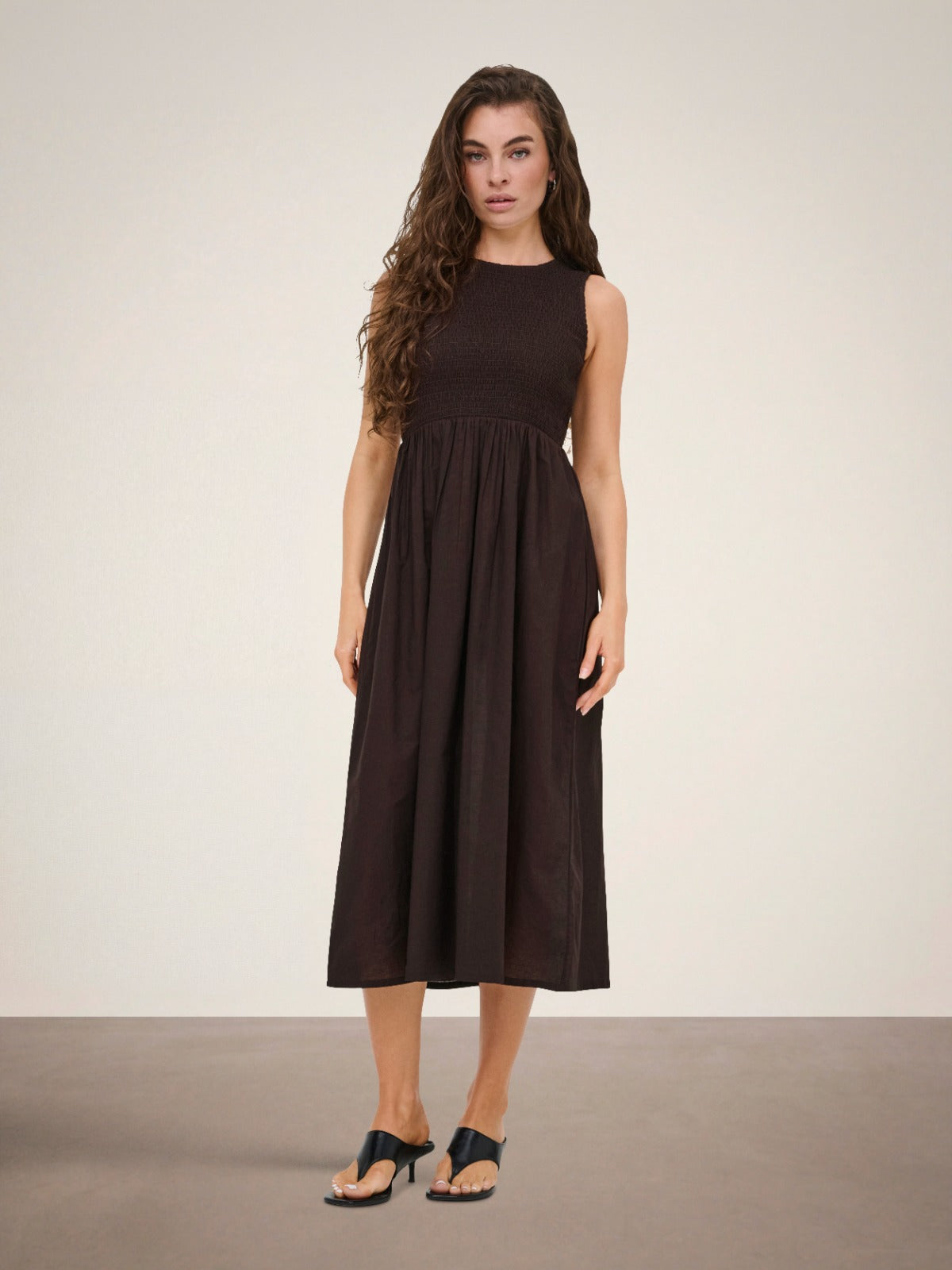 Diago Smock Midi Dress Brown