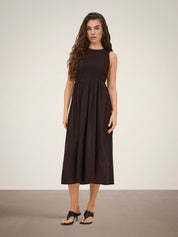Diago Smock Midi Dress Brown