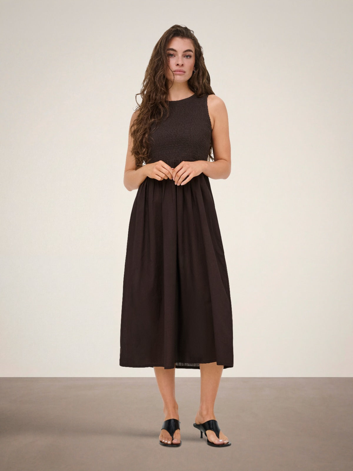 Diago Smock Midi Dress Brown