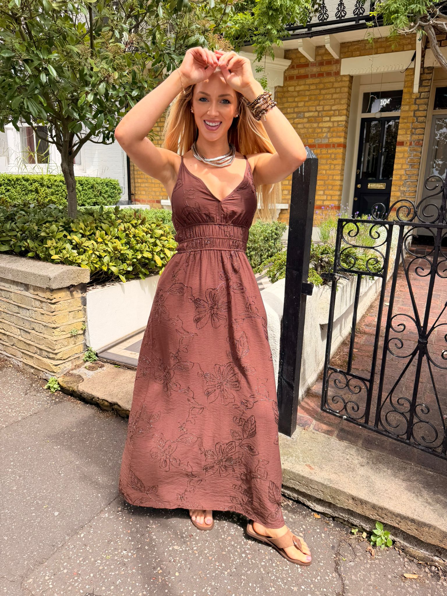 Faye Beaded V-neck Maxi Dress