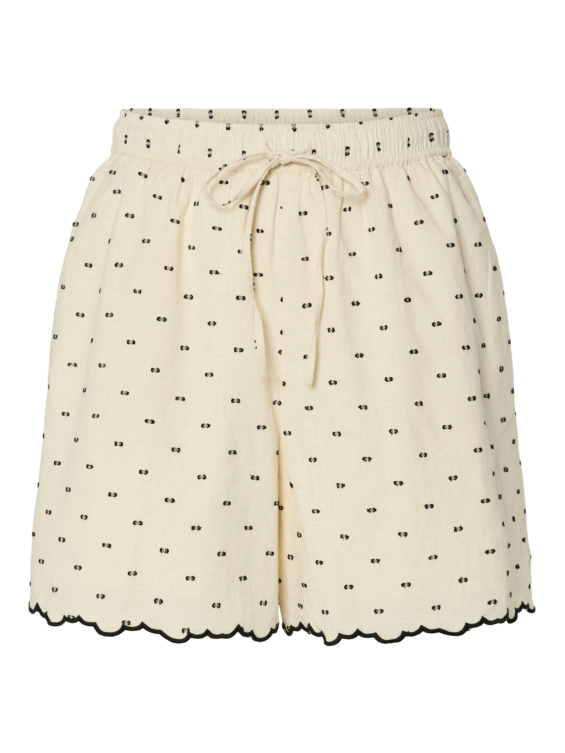 Dobby Edge Rib Dobby Cream Embroidered Scallop Edge Shorts – My Store