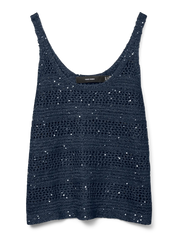 Leilani Stripe Navy Sequin Knit Vest