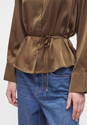 Aria V-neck Waisted Blouse Gold
