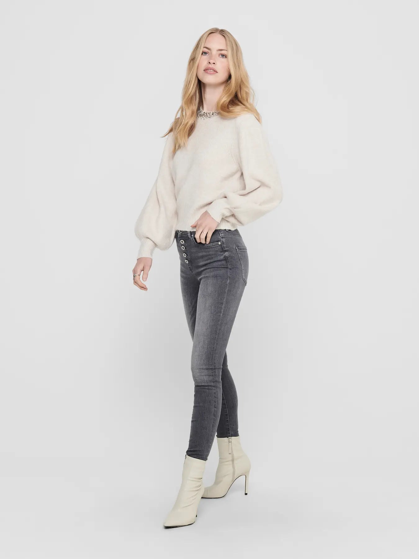Elsa Jewelled Neck Knit Jumper