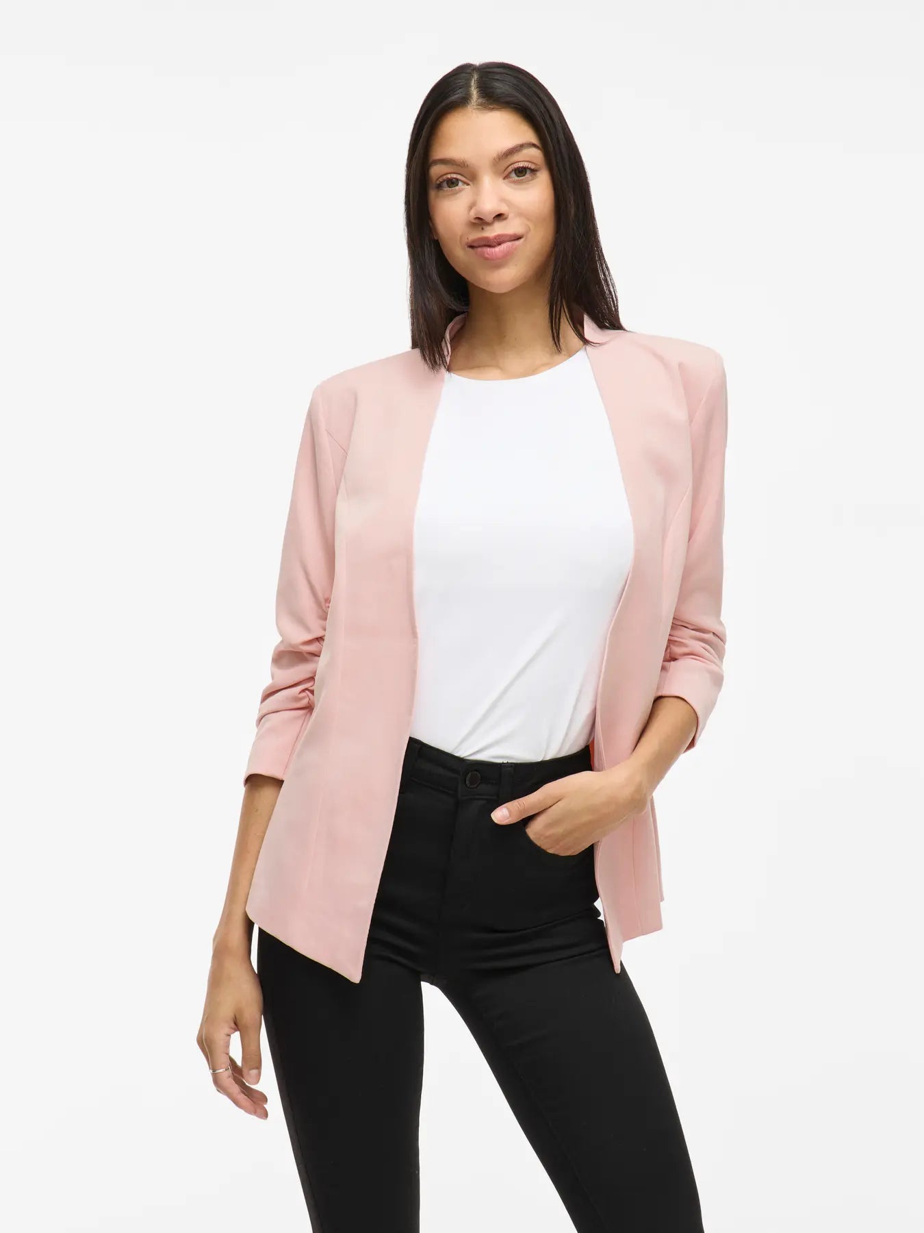 Her Blazer with Ruched Sleeves Pink