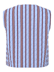 Saria Striped Tie Front Quilted Vest Waistcoat