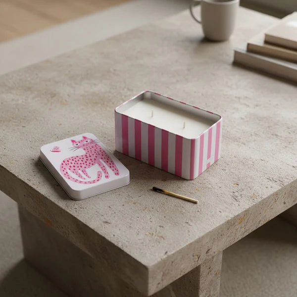 Pink Cat Scented Candle Tin