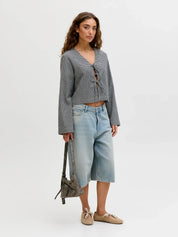 Zoe Seersucker Tie Front Blouse