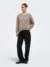 Alivia High Low O-neck Knit Beige