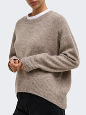 Alivia High Low O-neck Knit Beige