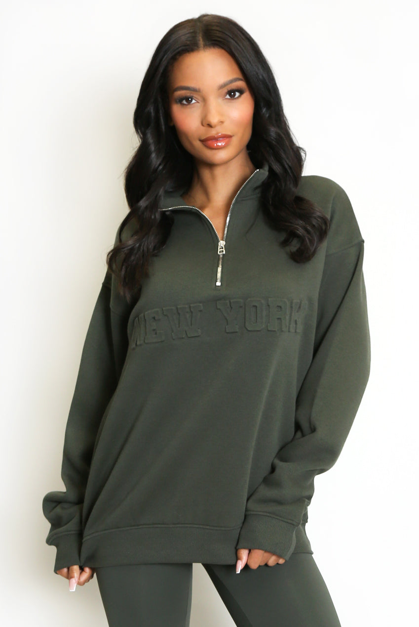 New York Zip Sweatshirt - Green
