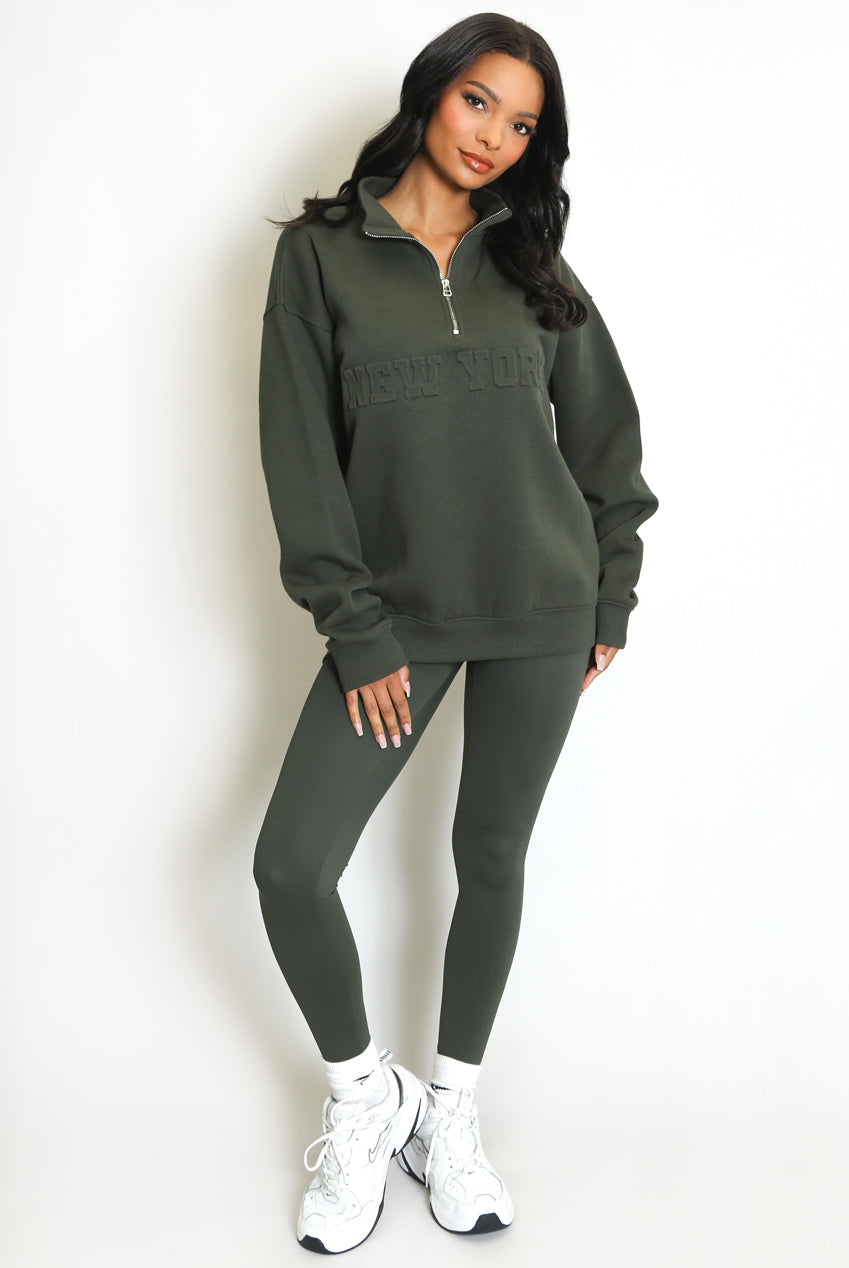 New York Zip Sweatshirt - Green