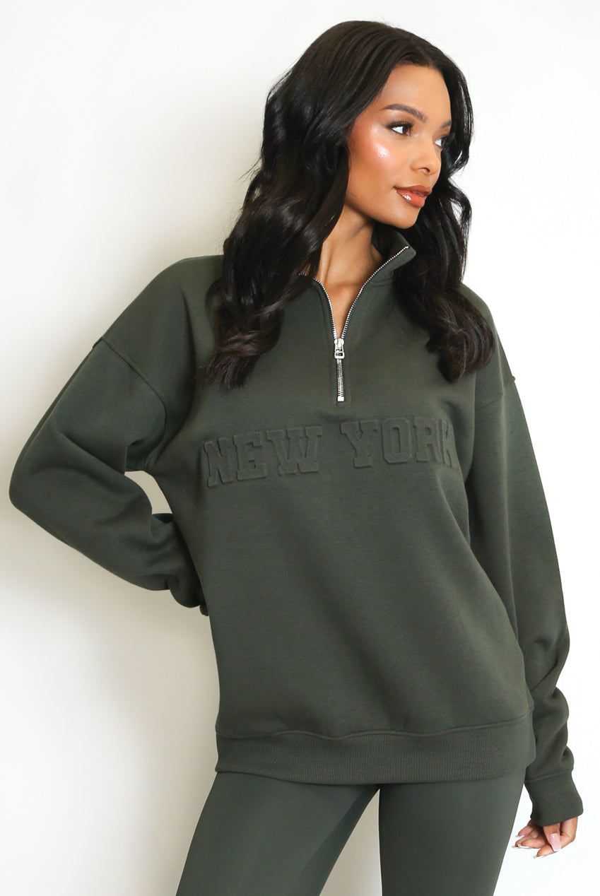 New York Zip Sweatshirt - Green